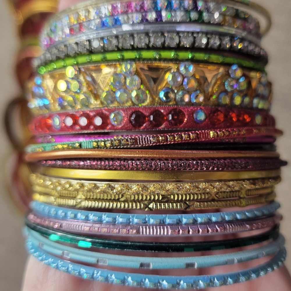 Colorful Indian Style Bangle and Earring Set - Picture 3 of 8